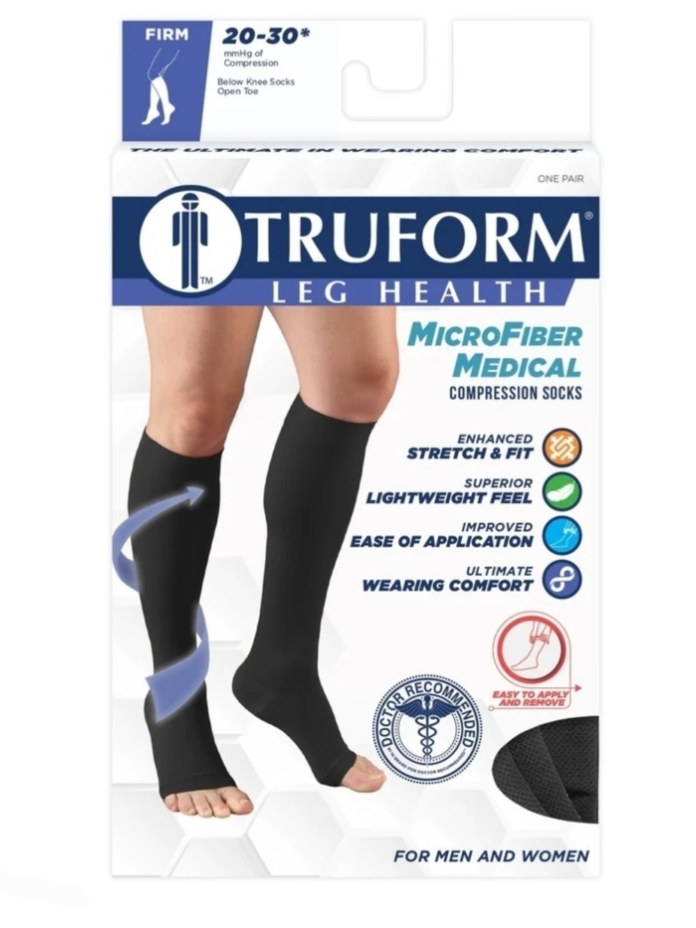 TruForm MicroFiber Compression Knee-High Socks - Black